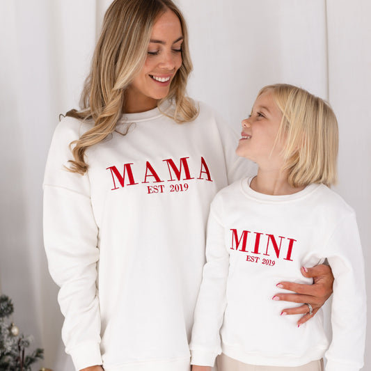 Christmas MINI EST. embroidered matching mini me sweatshirt