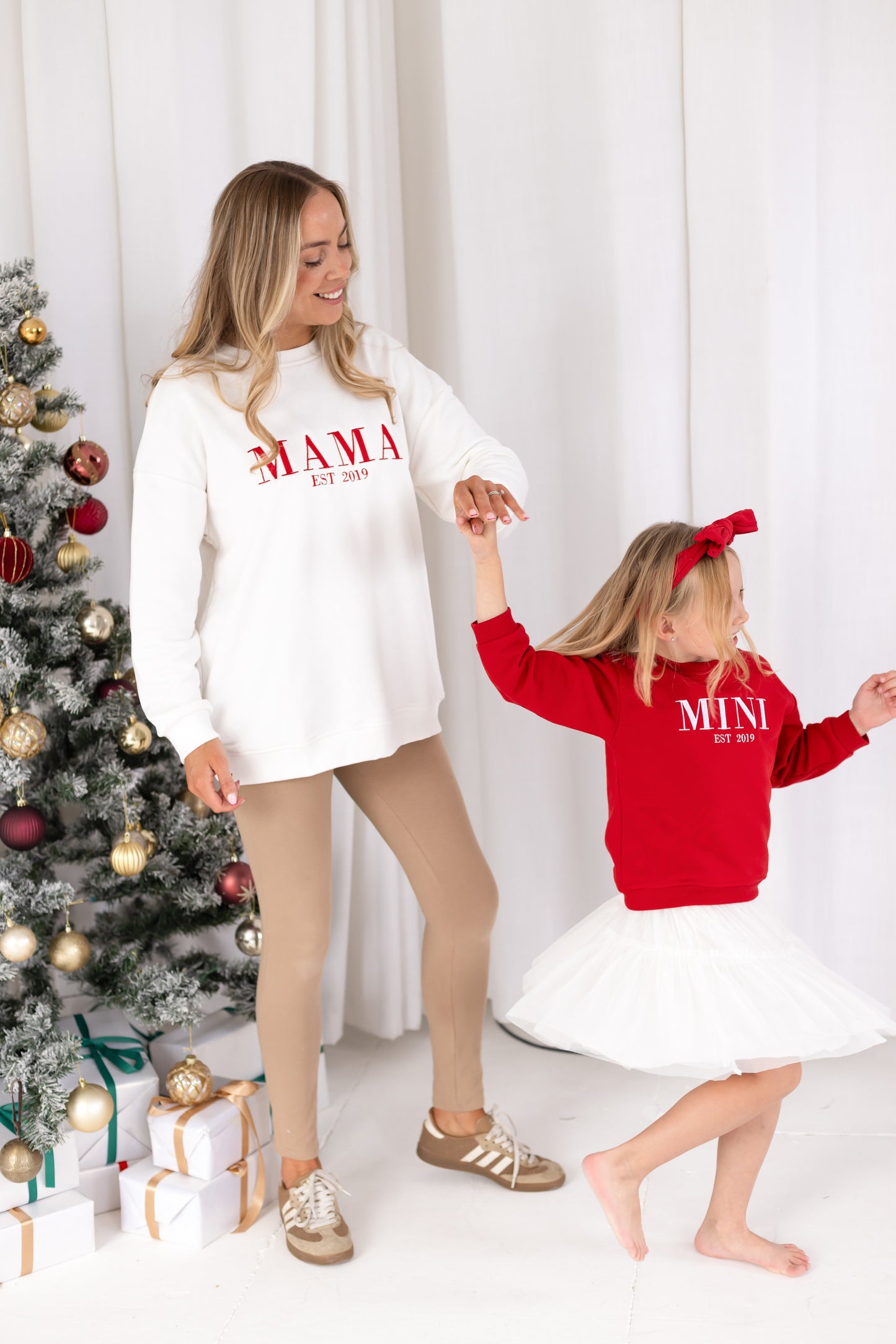 Christmas MINI EST. embroidered matching mini me sweatshirt