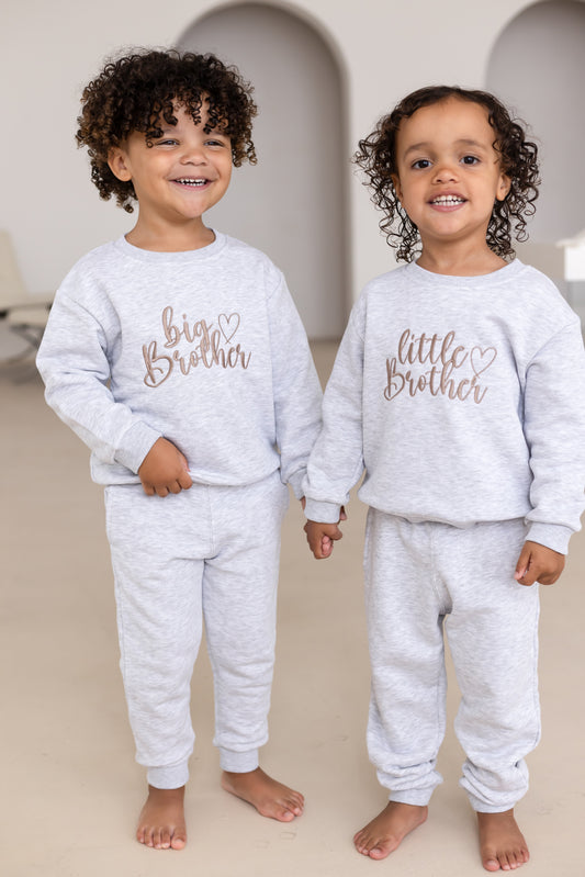 'Big Brother/Little Brother' embroidered sweatshirt with heart