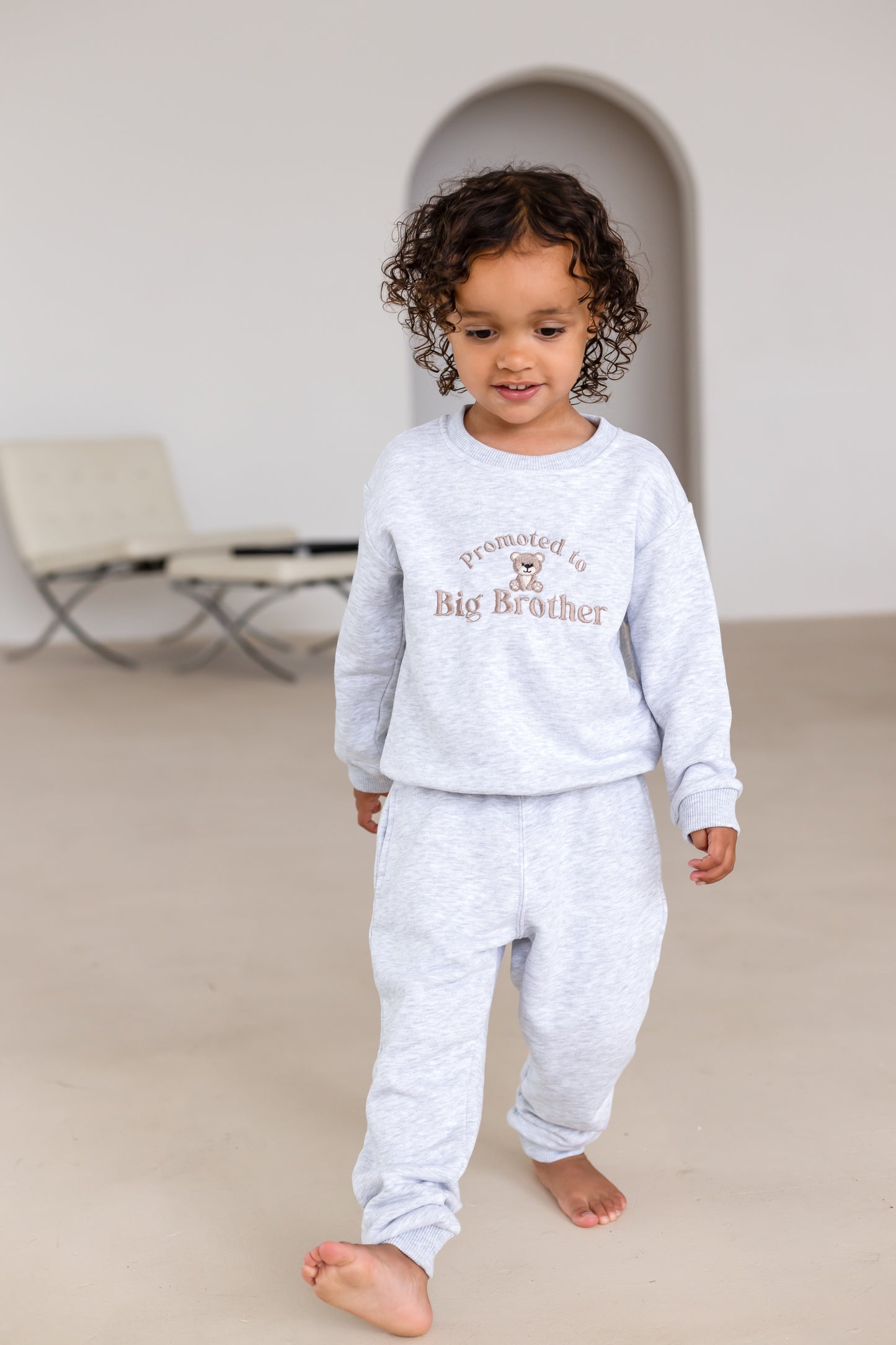 'Promoted to Big Brother embroidered bear sweatshirt