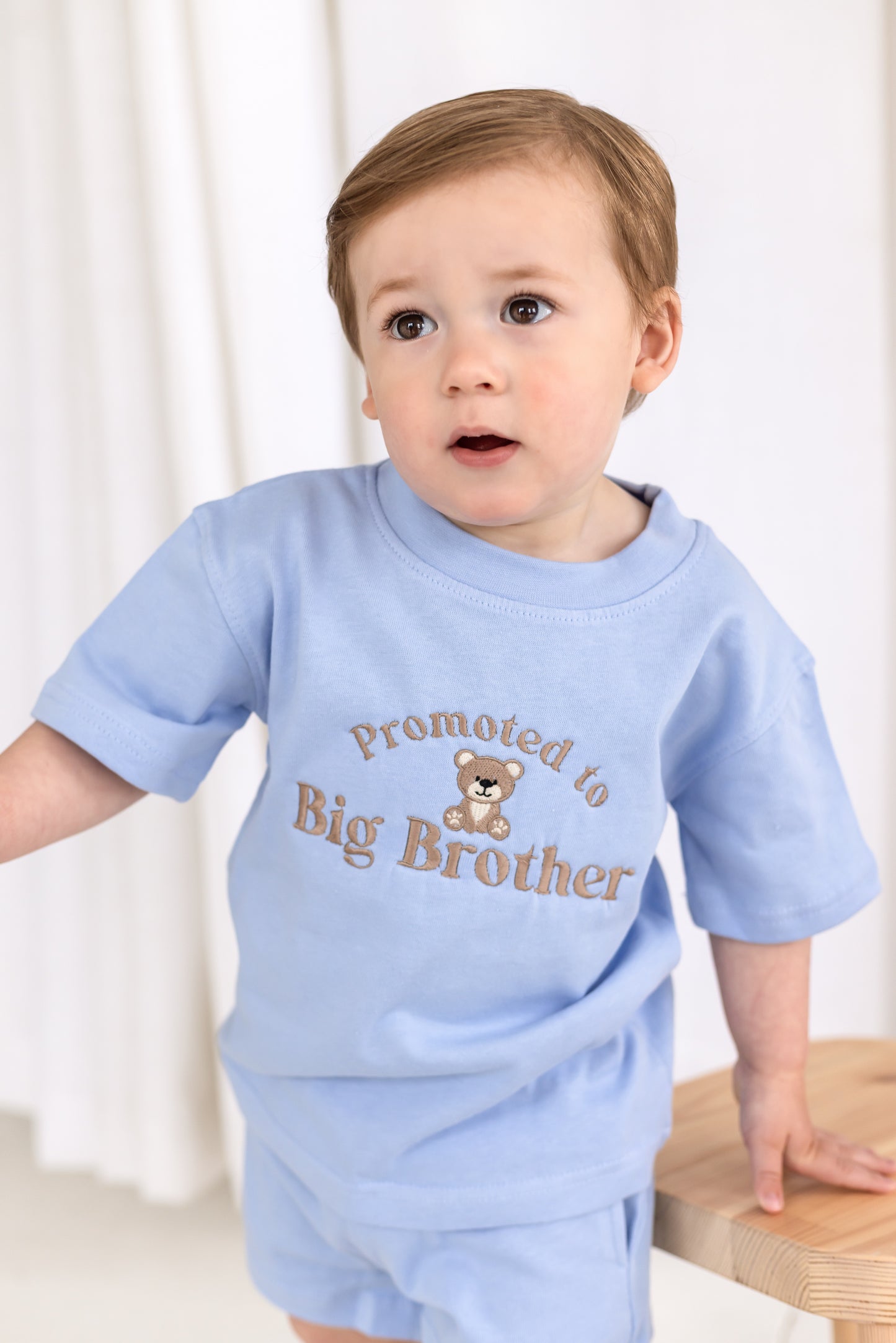 'Promoted to big brother' embroidered bear sweatshirt