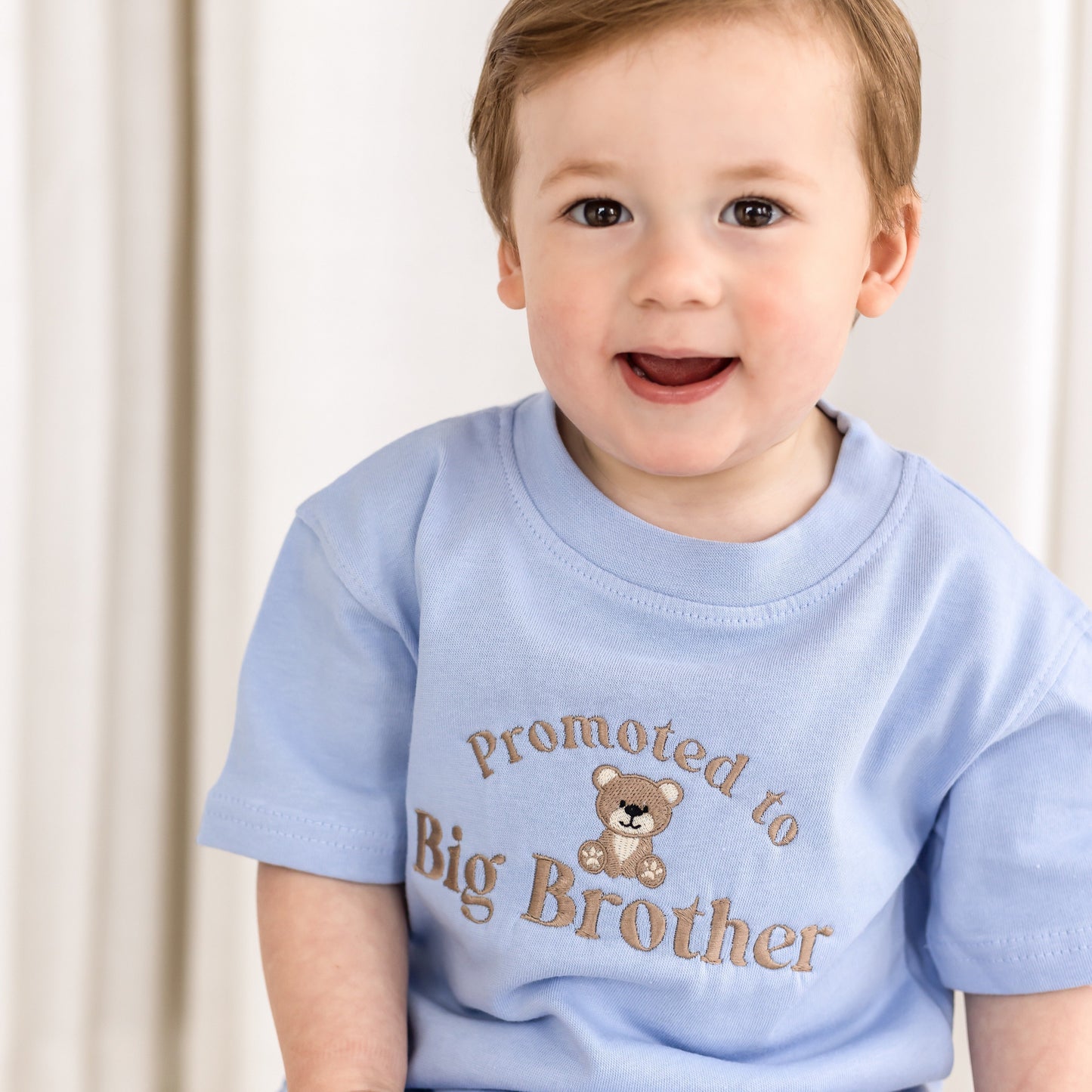 Promoted to Big Brother/Sister Embroidered Bear T shirt