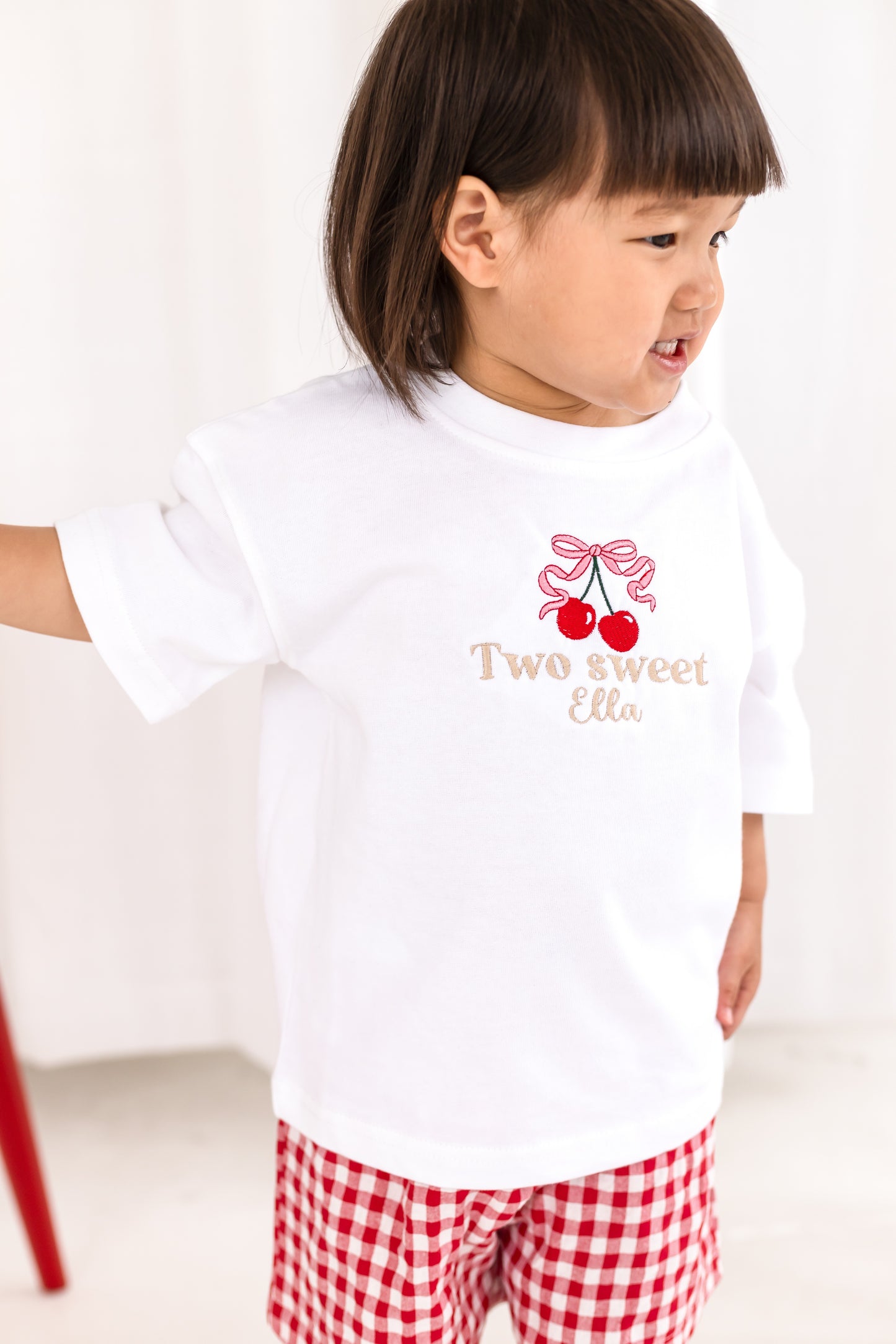 Child's Summer Gingham Woven Shorts- Available in Stone and Red