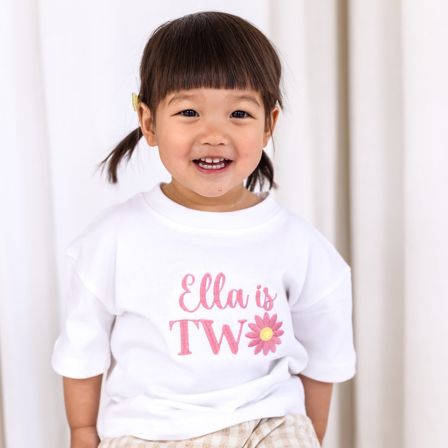 Personalised Daisy Embroidered Second Birthday T shirt