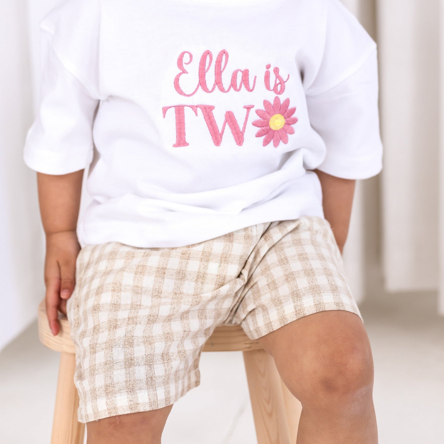 Personalised Embroidered Daisy and Strawberry T shirt