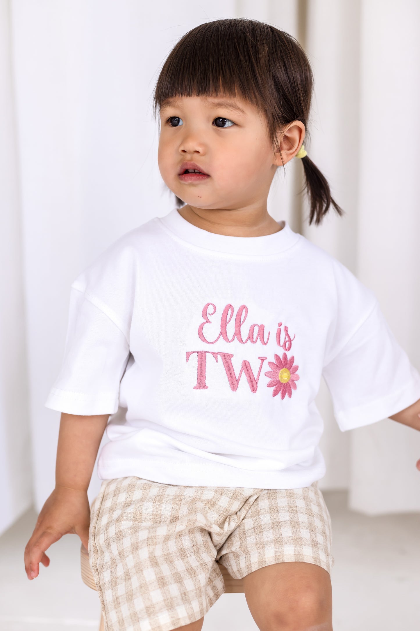 Personalised Daisy Embroidered Second Birthday T shirt