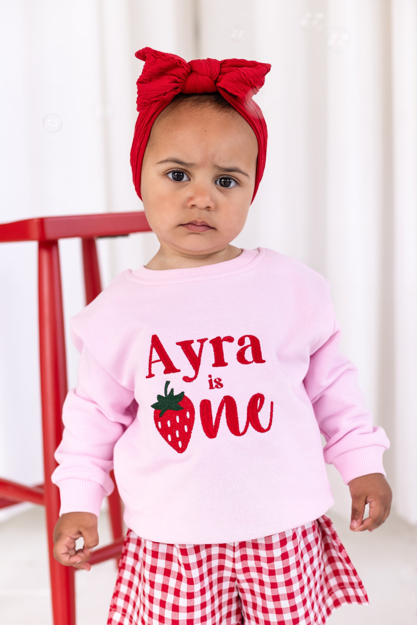 Personalised Summer Strawberry 'One' First Birthday Sweatshirt Jumper
