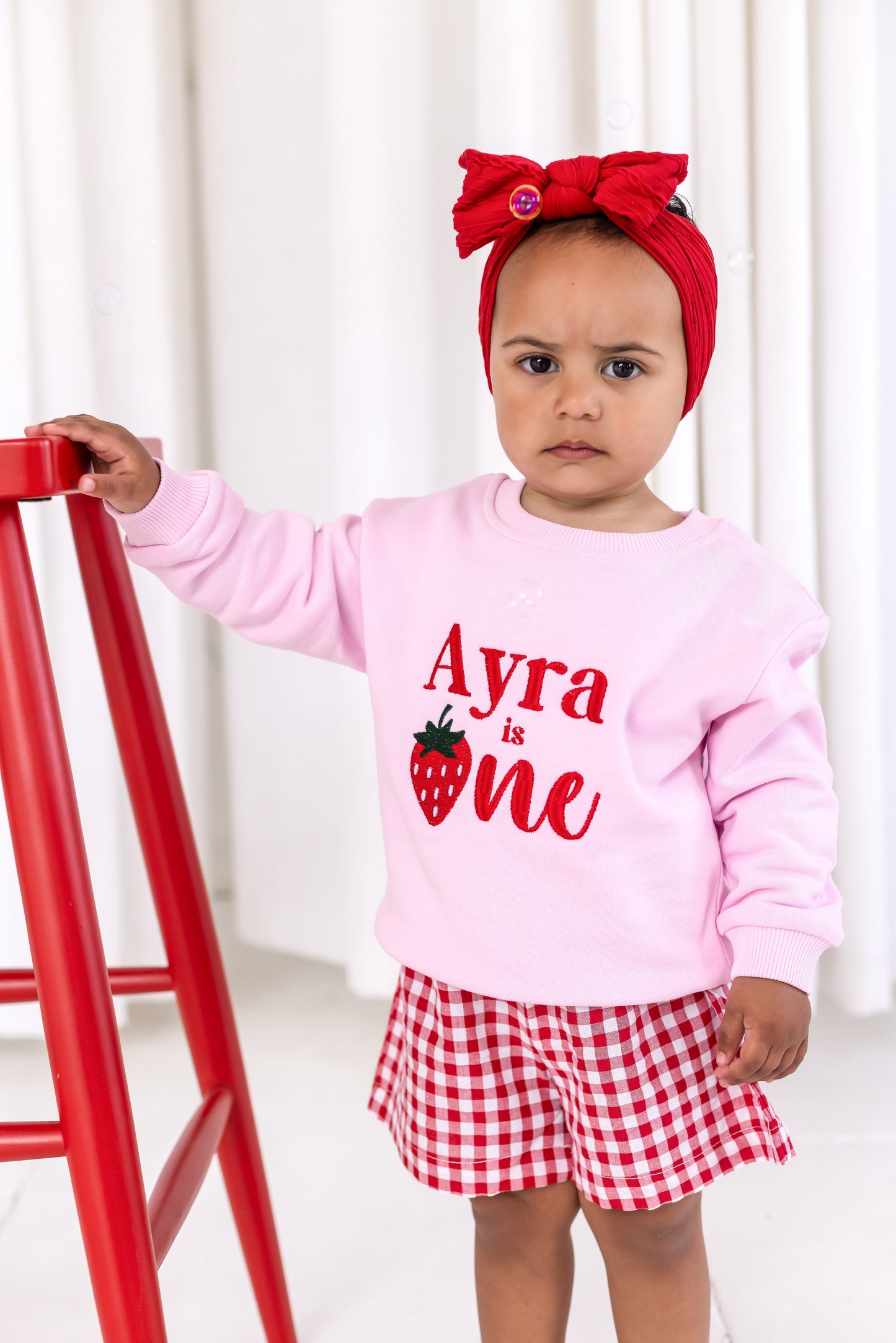 Personalised Summer Strawberry 'One' First Birthday Sweatshirt Jumper