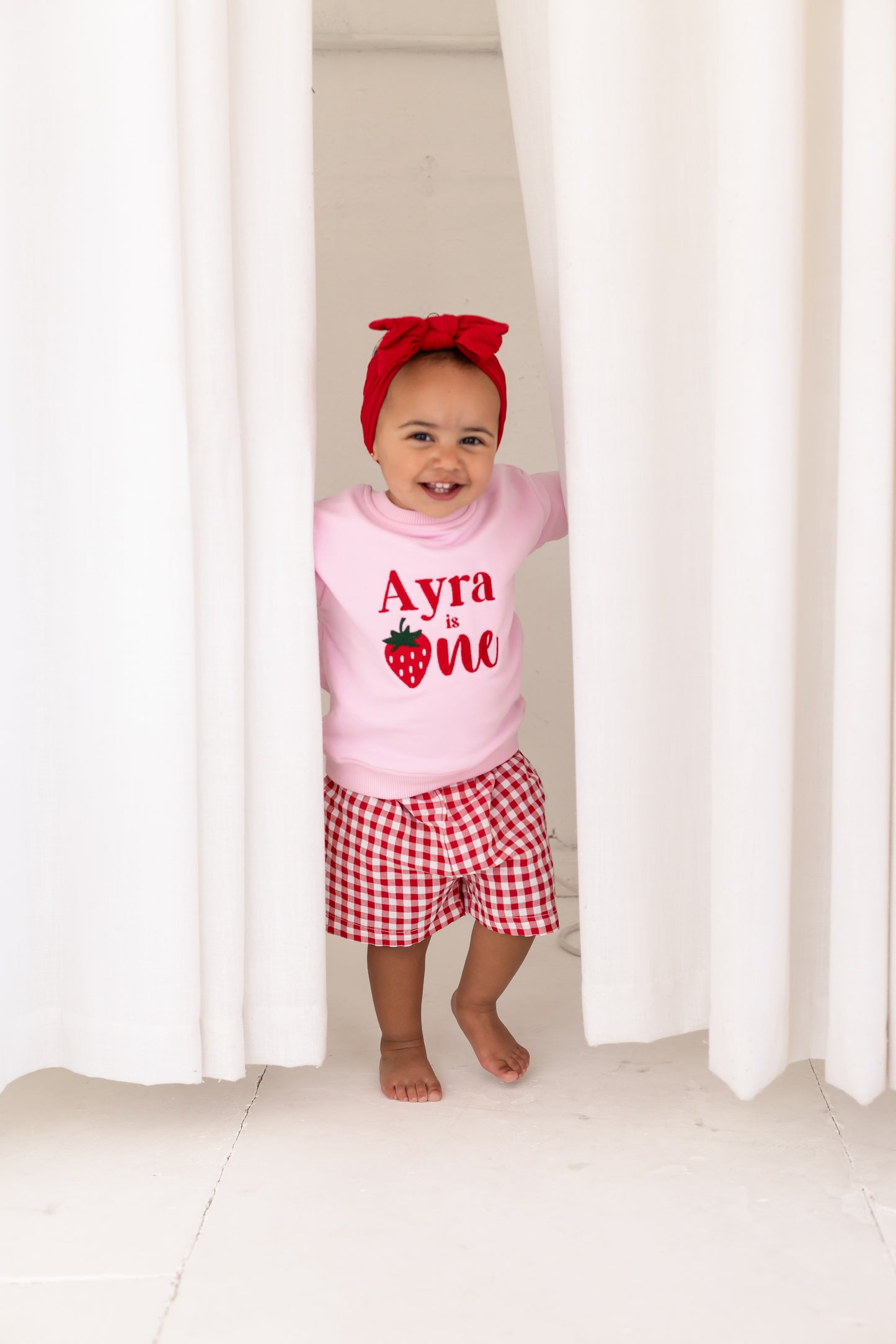Personalised Summer Strawberry 'One' First Birthday Sweatshirt Jumper