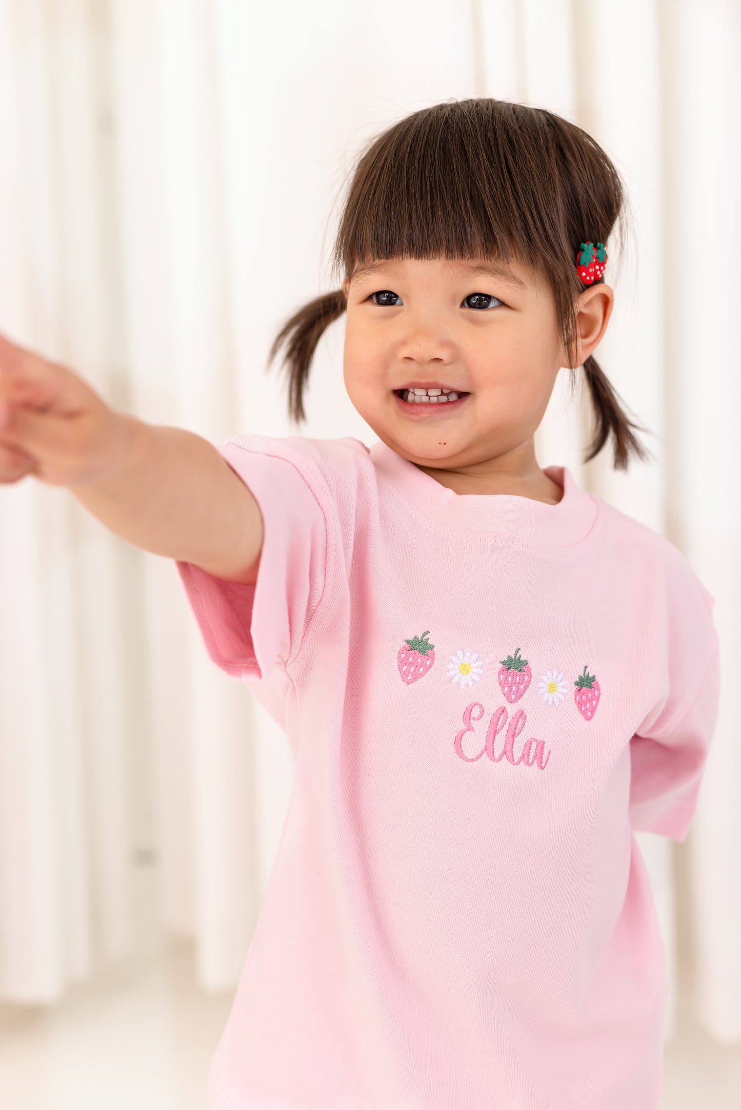 Personalised Embroidered Daisy and Strawberry T shirt