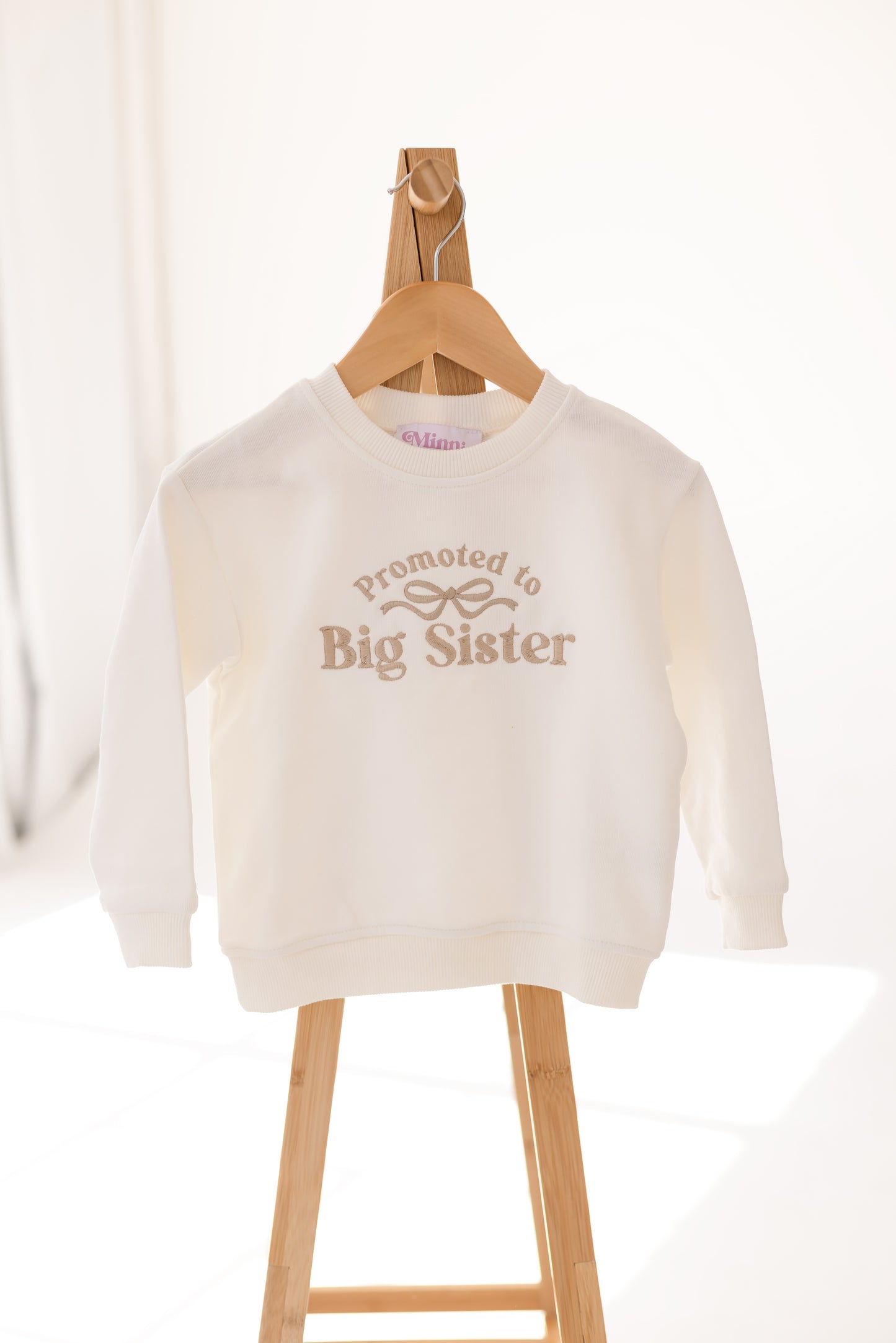 'Promoted to big sister' personalised embroidered bow sweatshirt