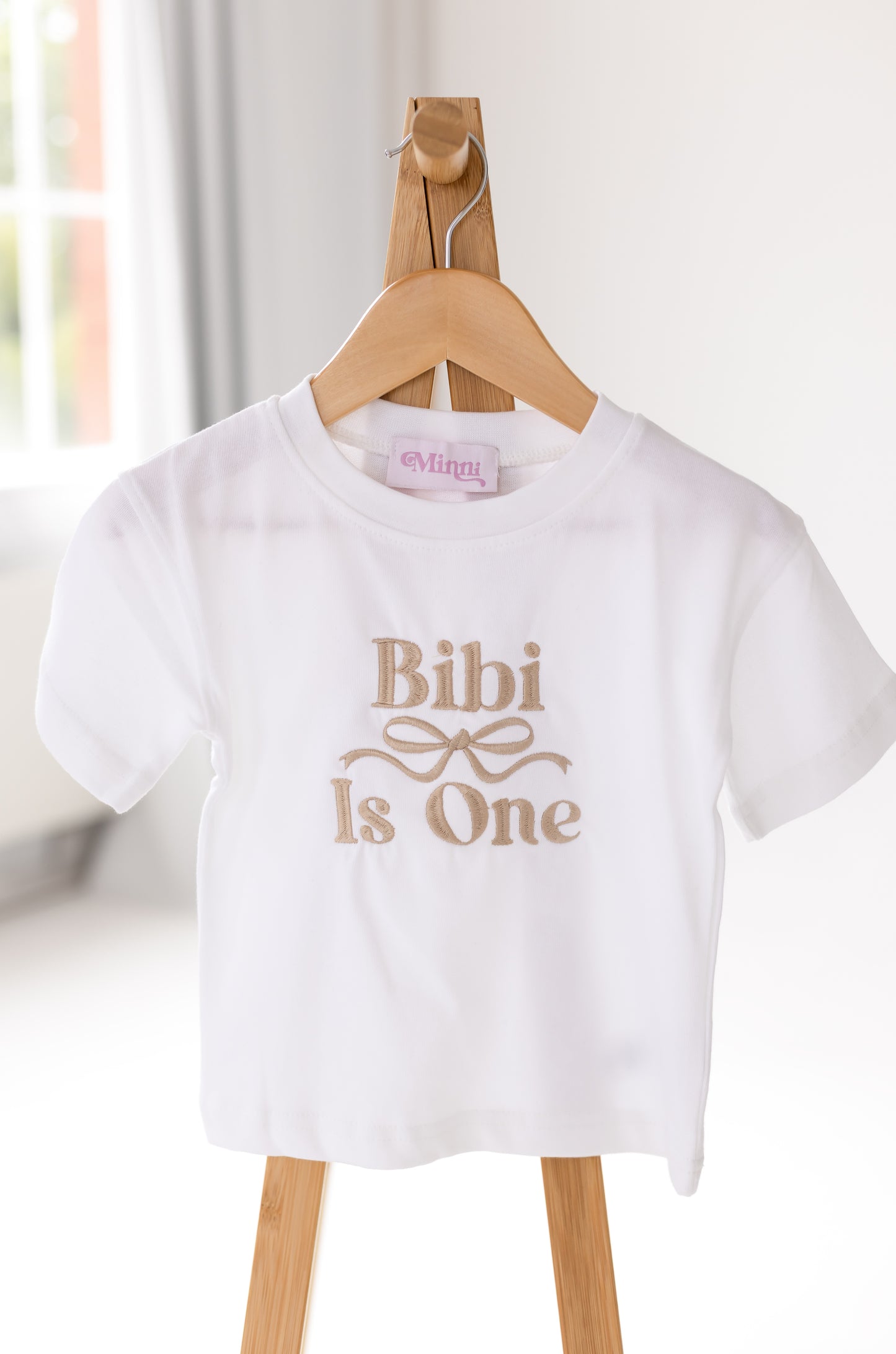 Embroidered personalised birthday bow t shirt - available in ages 1-7