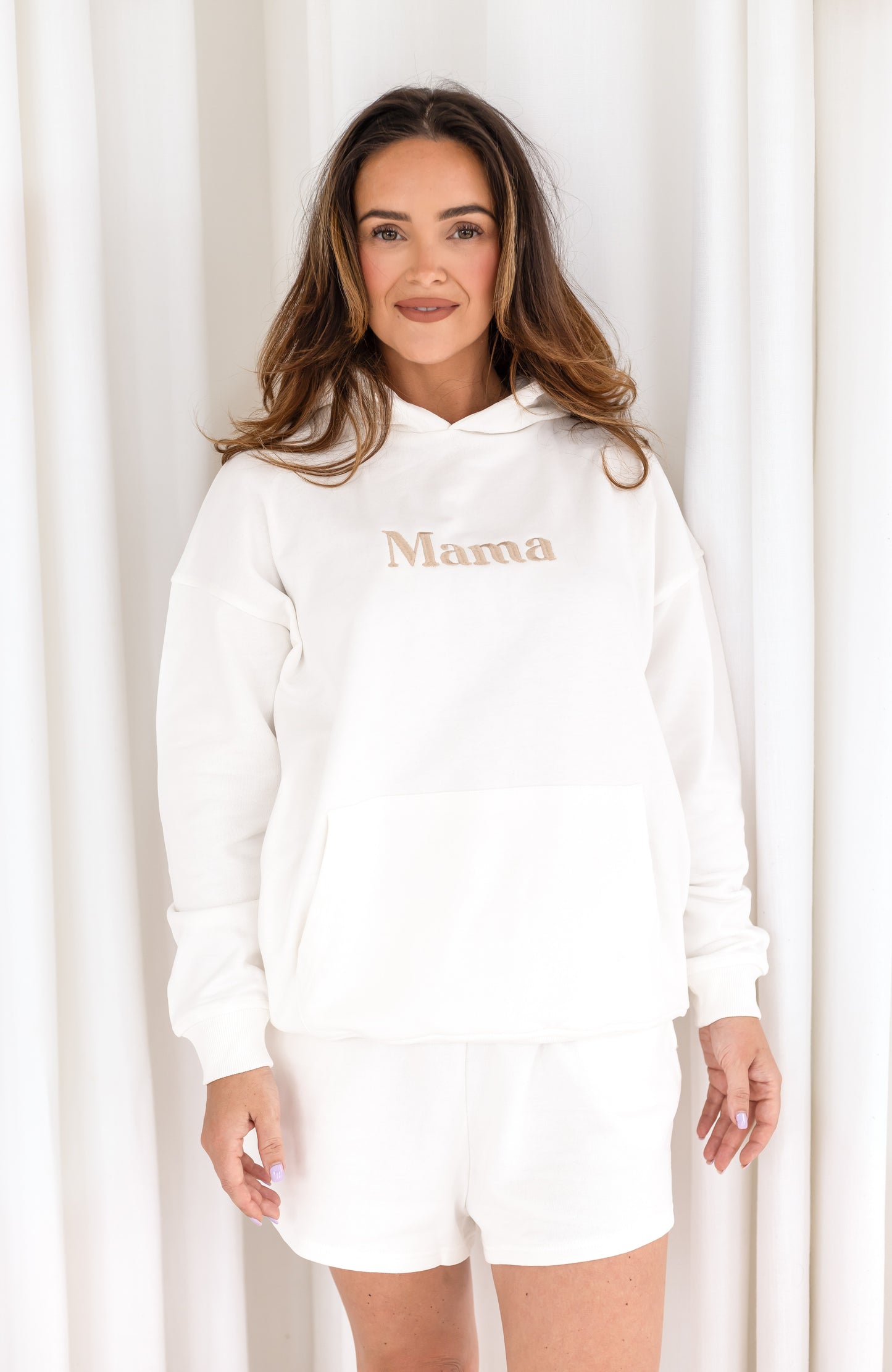 Ladies embroidered holiday mama matching hoodie - with optional aeroplane design