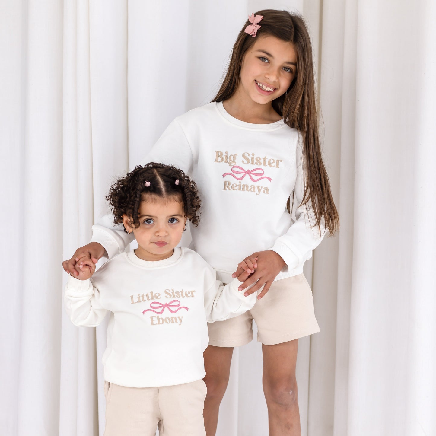 'Big Sister/Little Sister' embroidered bow detail sweatshirt