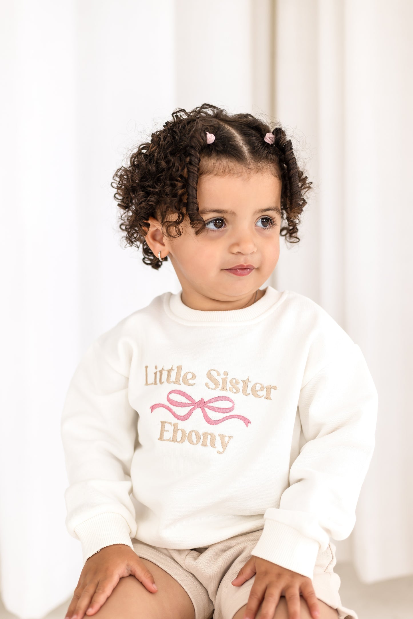'Big Sister/Little Sister' embroidered bow detail sweatshirt