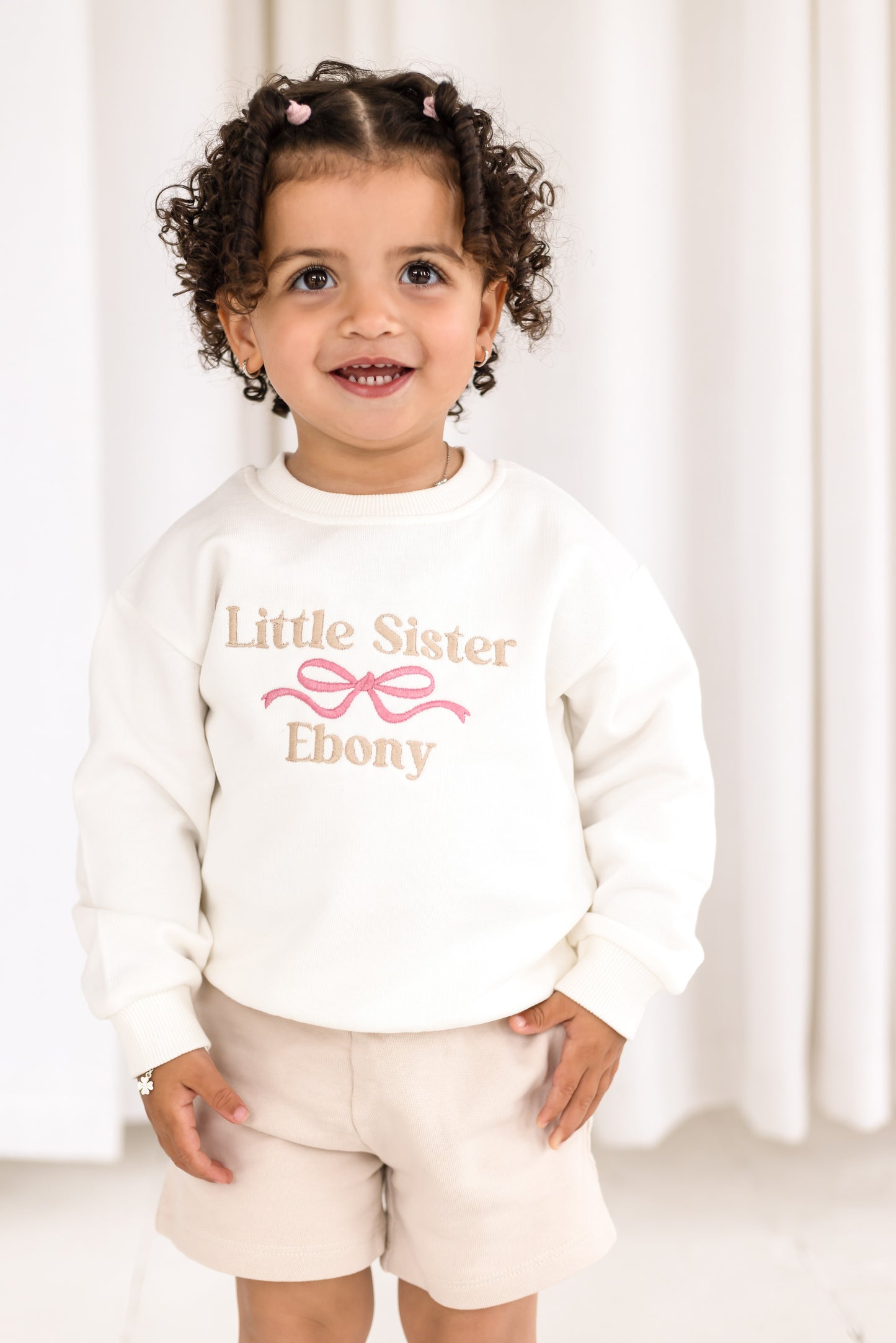 'Big Sister/Little Sister' embroidered bow detail sweatshirt