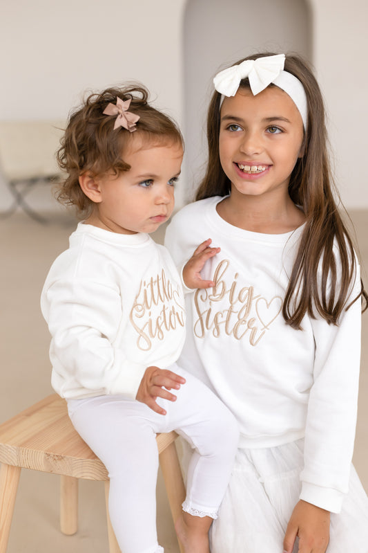 'Big Sister/Little Sister' embroidered sweatshirt with heart