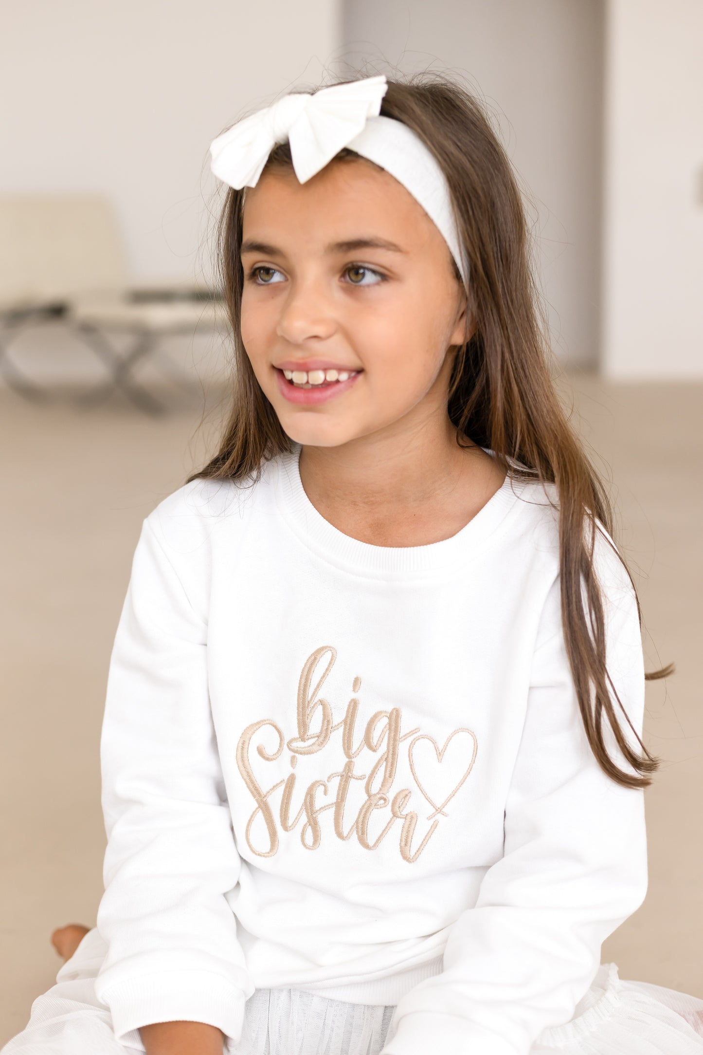 'Big Sister/Little Sister' embroidered sweatshirt with heart