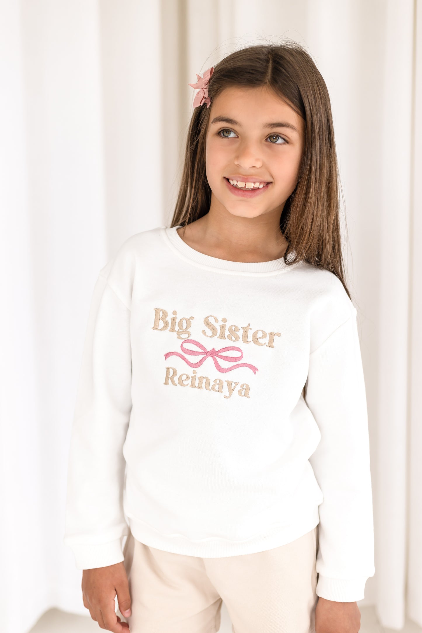 'Big Sister/Little Sister' embroidered bow detail sweatshirt