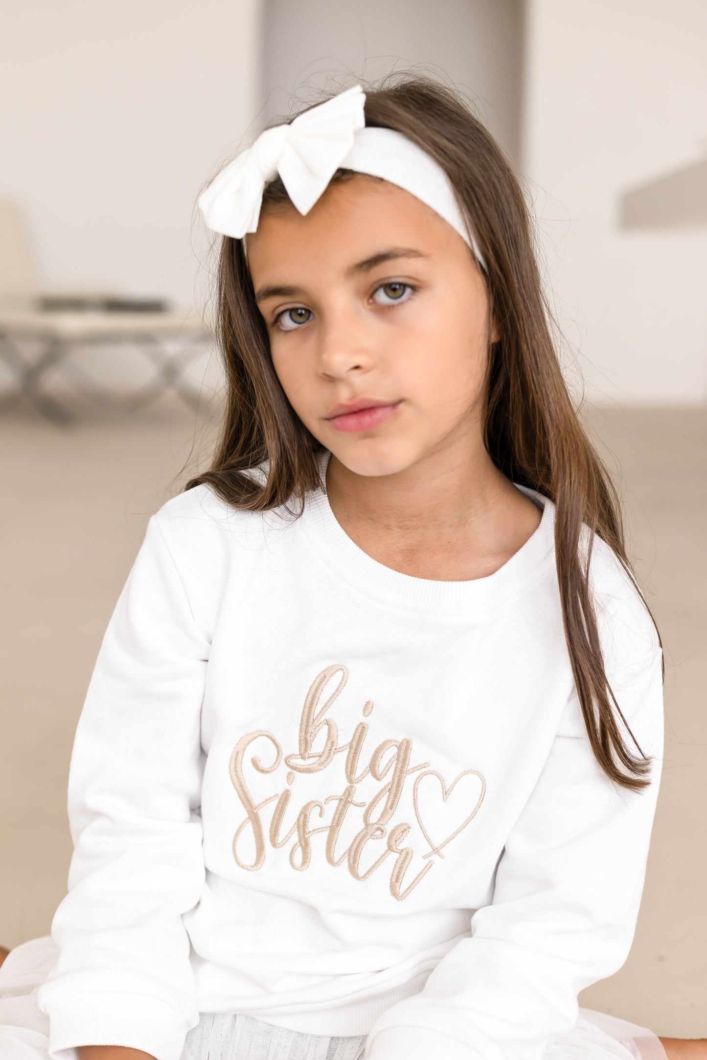 'Big Sister/Little Sister' embroidered sweatshirt with heart