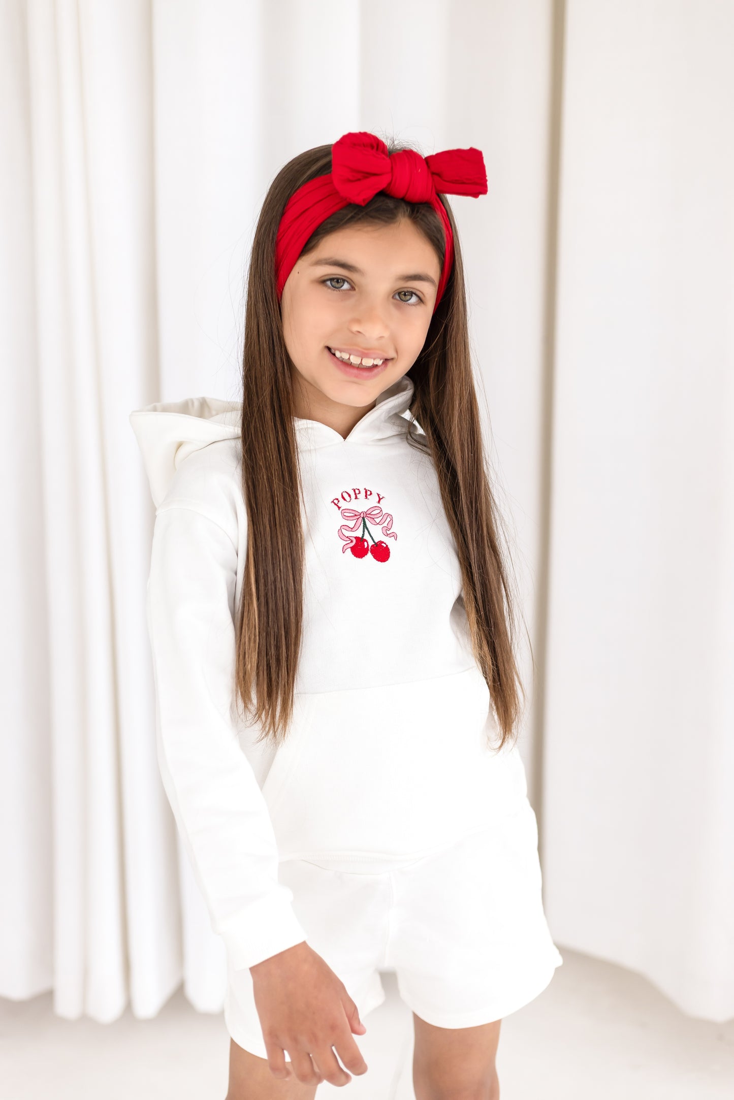 Child's embroidered summer cherry mini me matching hoodie