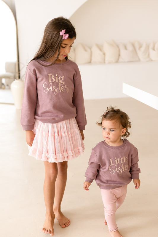 'Big Sister/Little Sister' embroidered sweatshirt