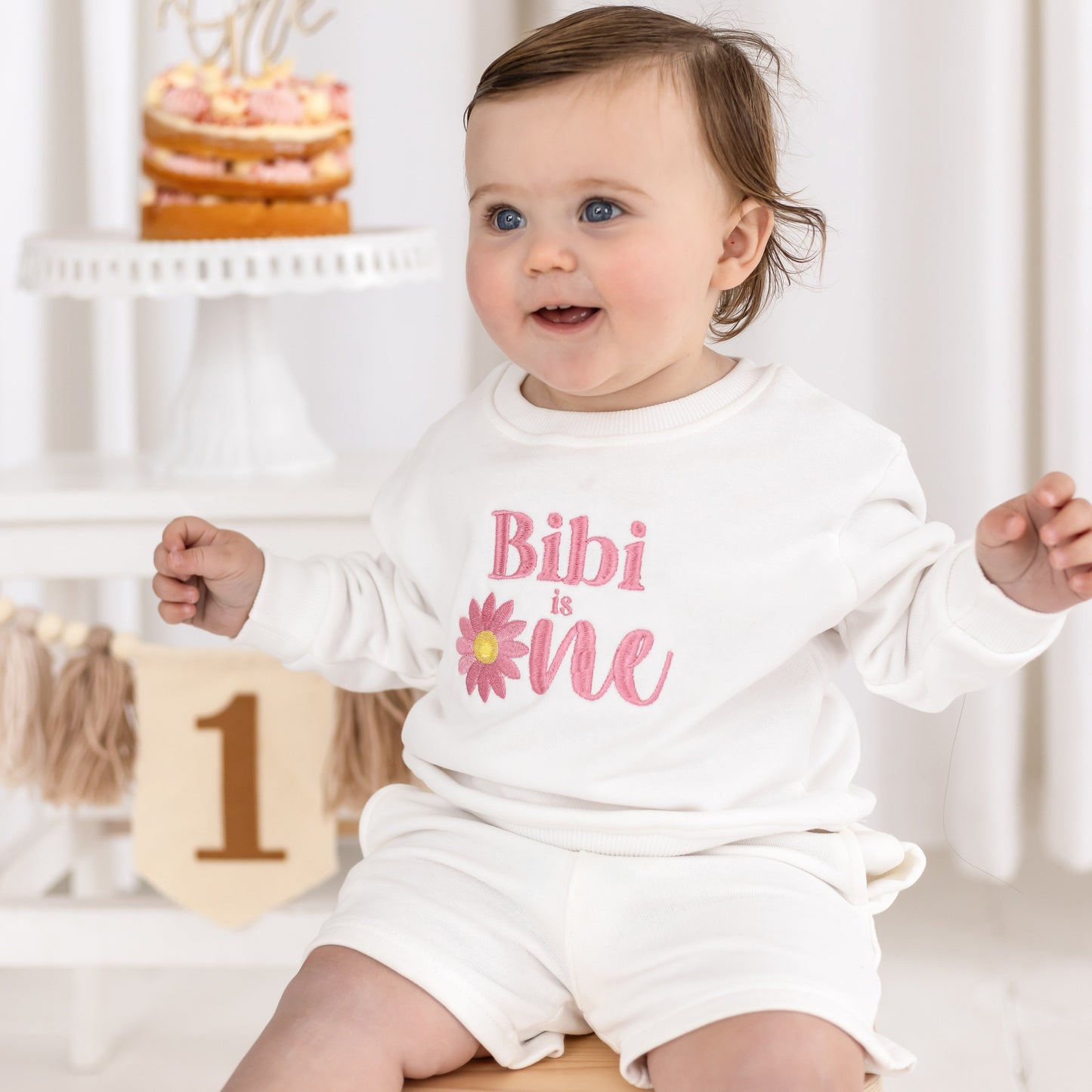 Personalised Summer Daisy 'One' First Birthday Sweatshirt Jumper