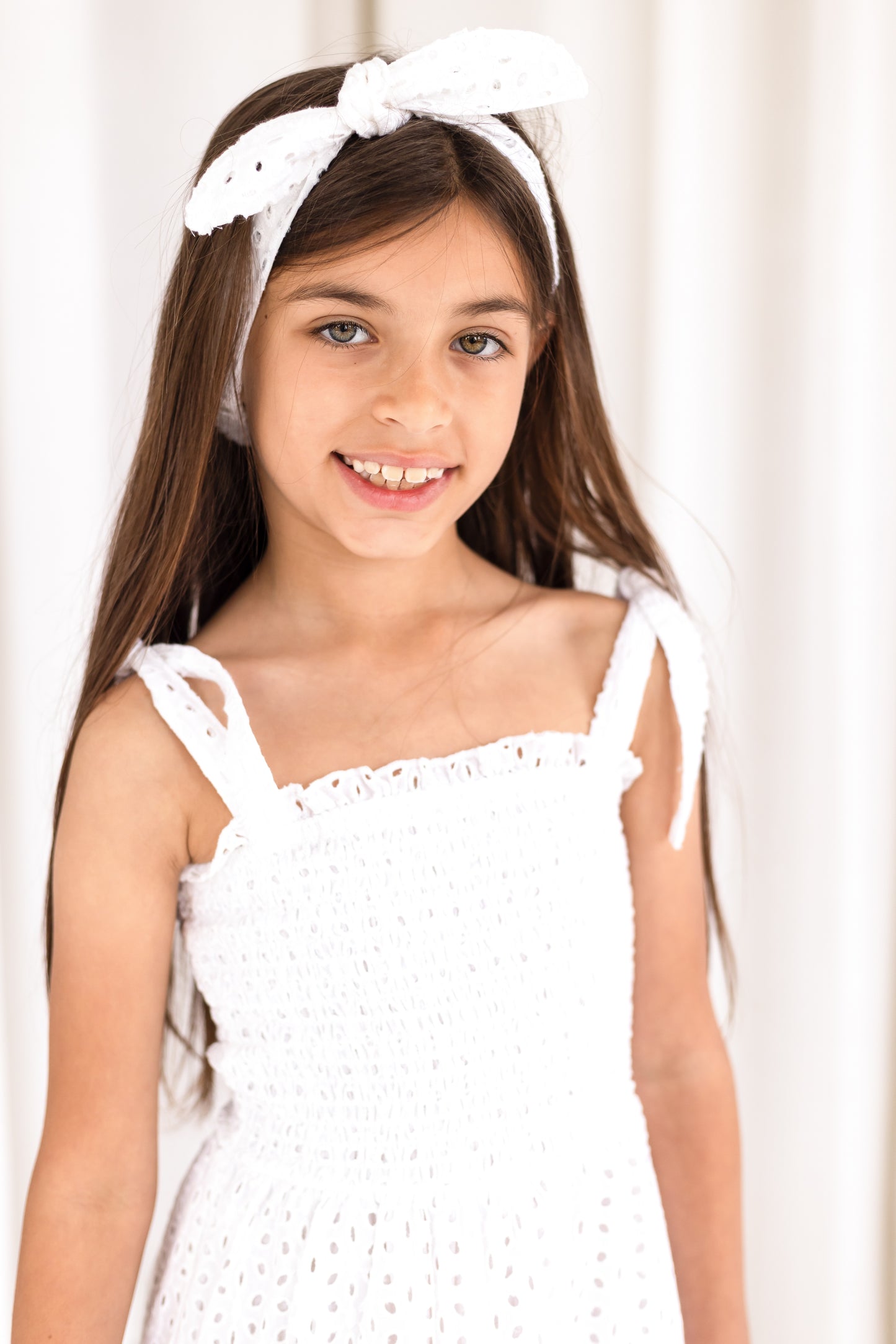 Girls broderie anglaise mini me matching tiered sundress