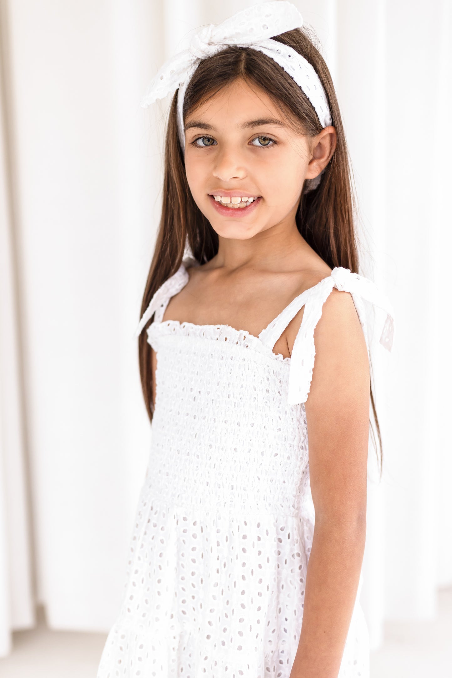 Girls broderie anglaise mini me matching tiered sundress