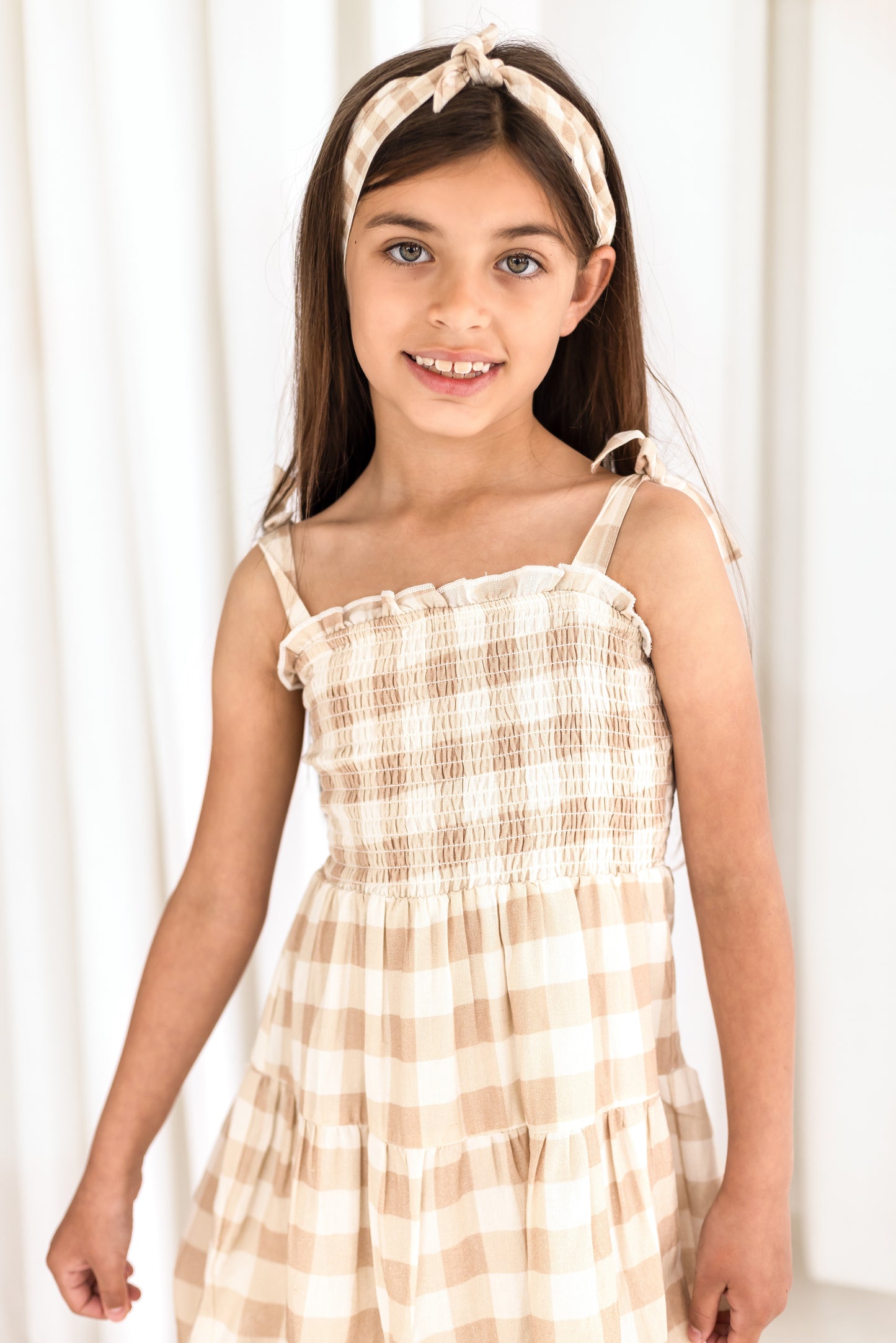 Girls gingham tiered mini me matching summer sundress