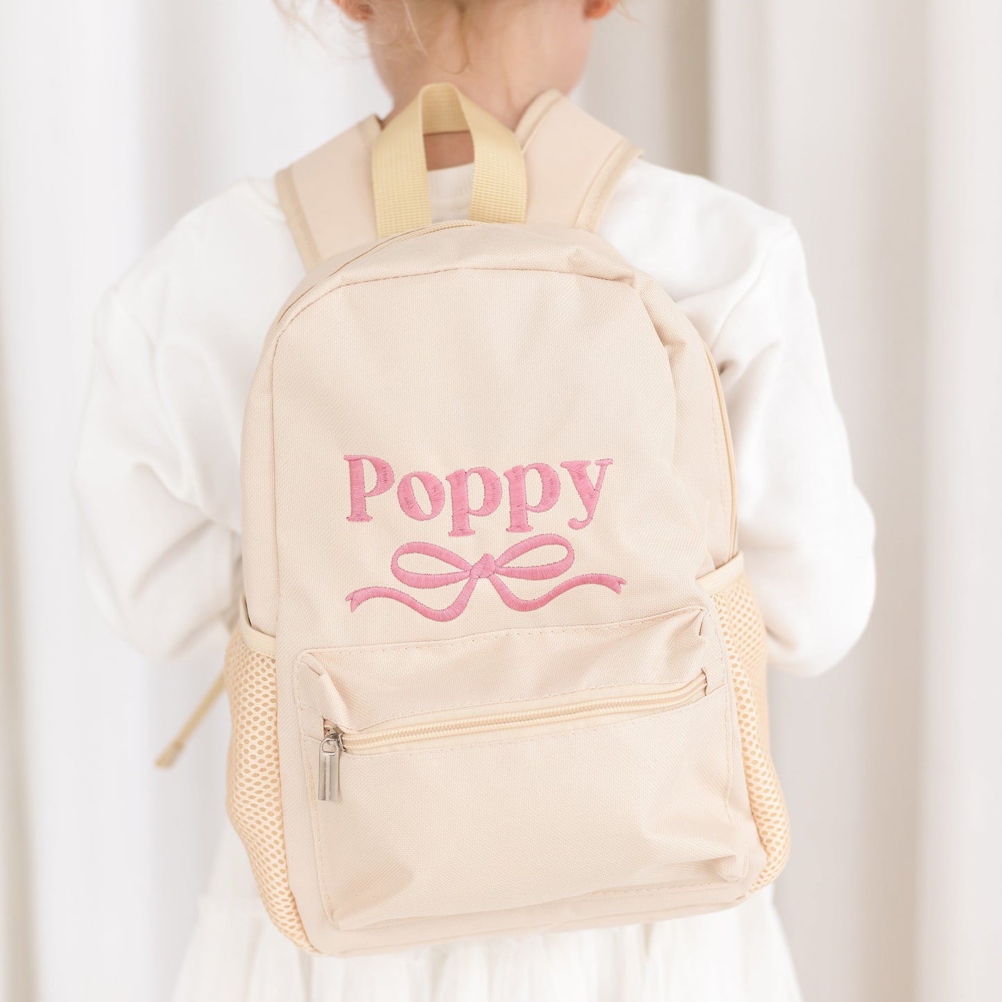 Personalised Embroidered Bow Rucksack - perfect for nursery