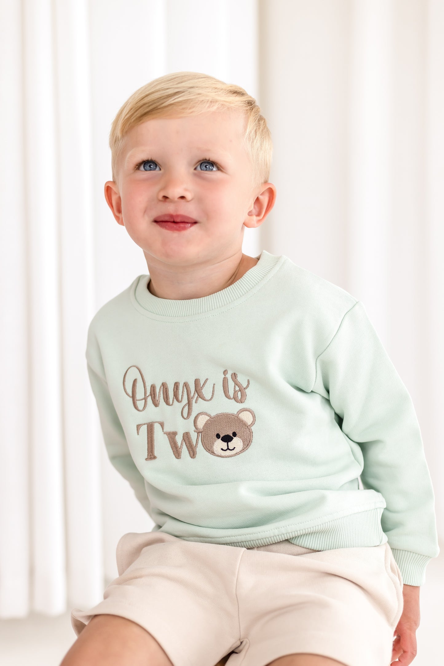 Personalised Embroidered Bear Second Birthday Sweatshirt
