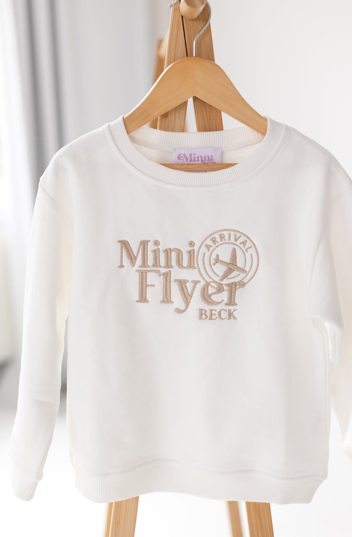 'Mini Flyer/ First Time Flyer' personalised name passport stamp embroidered holiday sweatshirt
