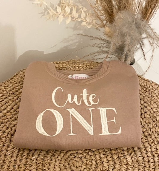 'Cute one' first birthday embroidered sweatshirt