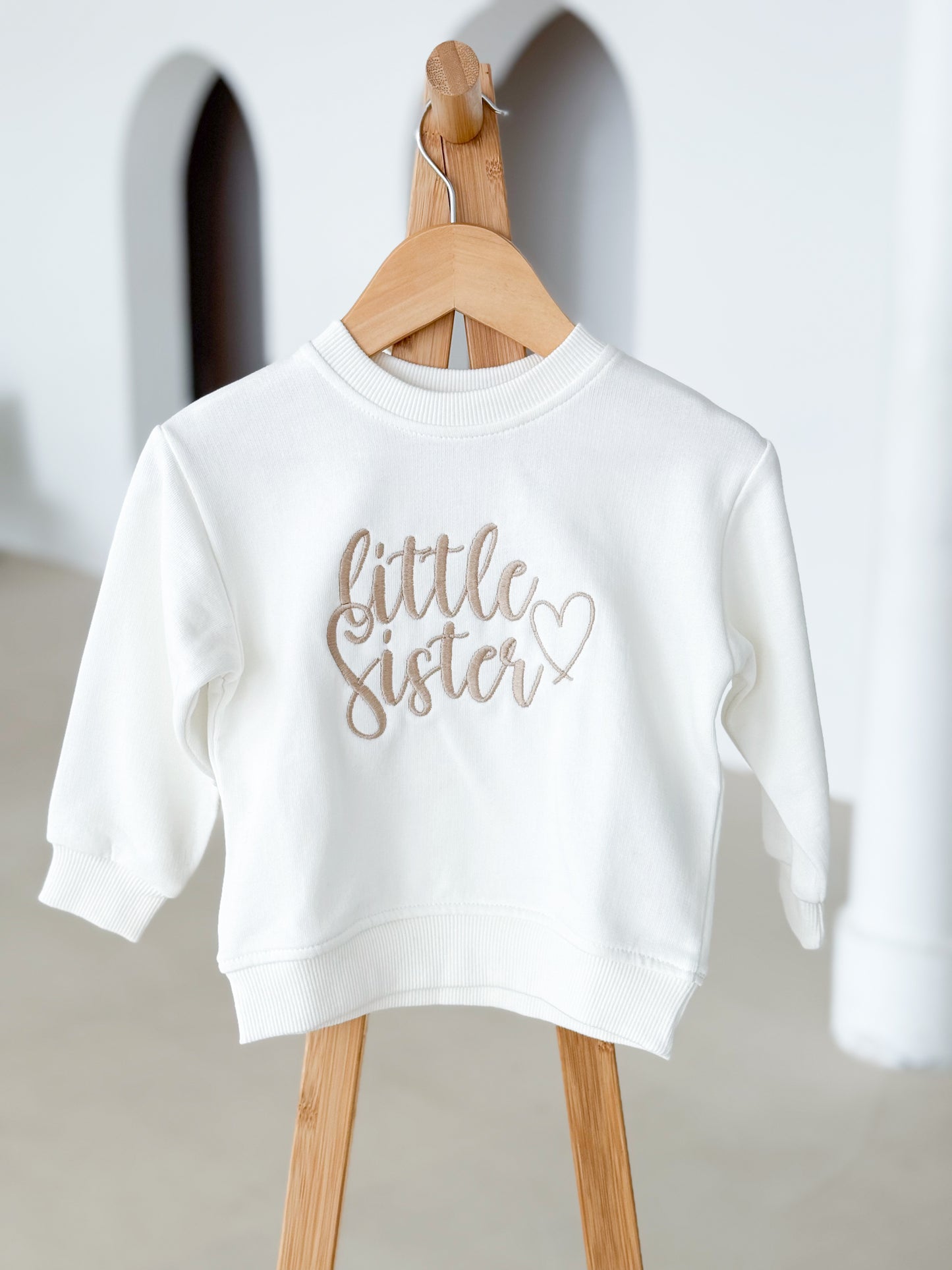 'Big Sister/Little Sister' embroidered sweatshirt with heart