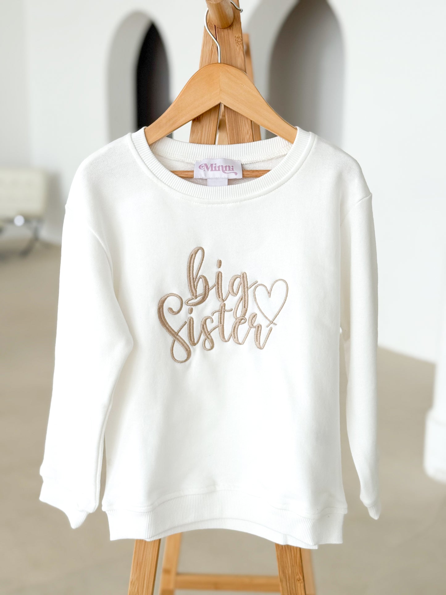 'Big Sister/Little Sister' embroidered sweatshirt with heart