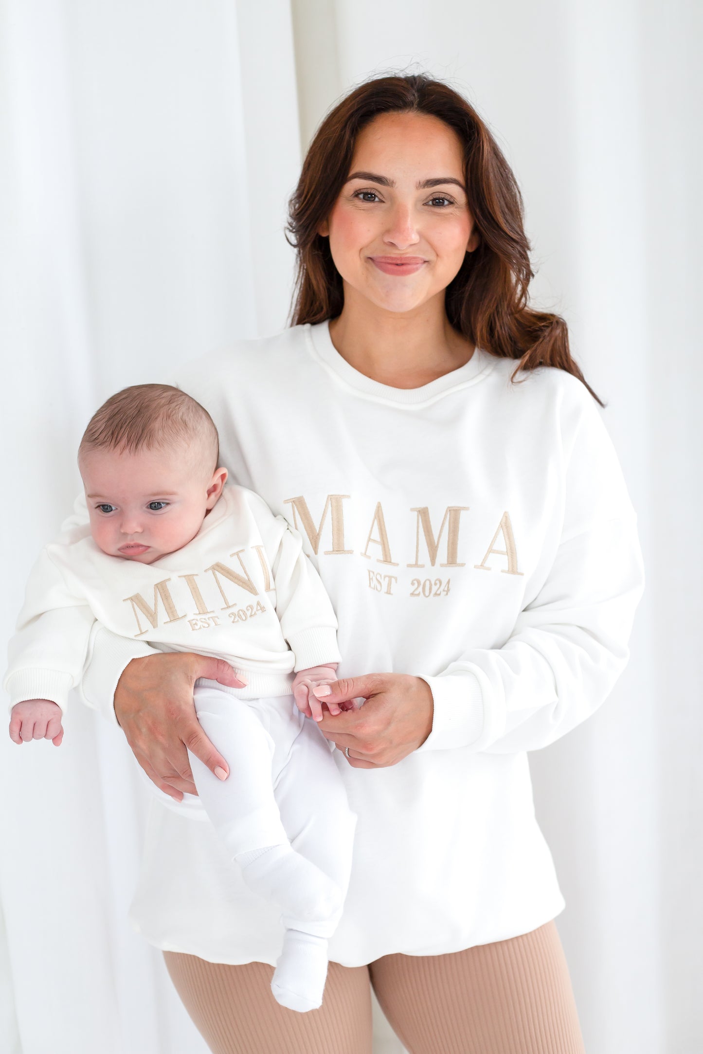 AW 'MAMA EST.' ladies' embroidered matching mini me sweatshirt