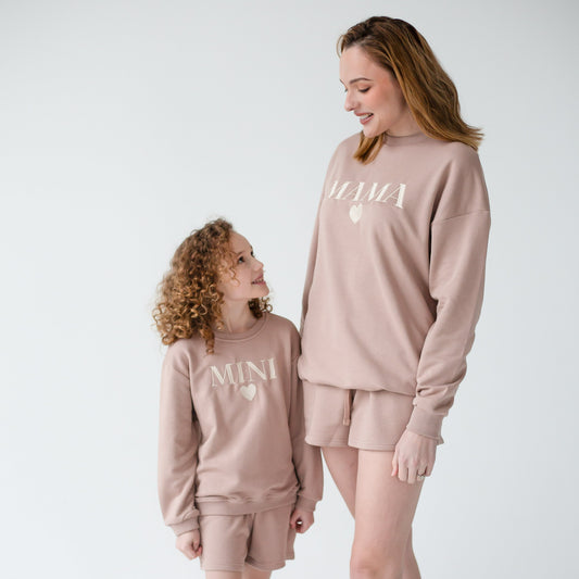 'Mama' love heart ladies' embroidered matching sweatshirt