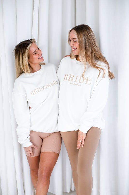 Embroidered 'Bridesmaid' sweatshirt - available in adults and kids sizing