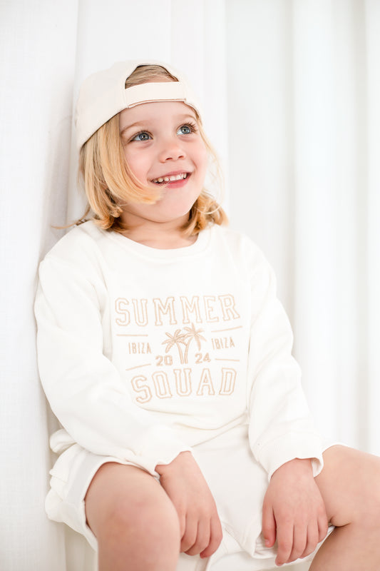 Child's 'Summer Squad' embroidered personalised mini me holiday sweatshirt