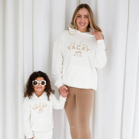 Ladies' 'Oh hey Vacay 24' embroidered holiday mini me hoodie