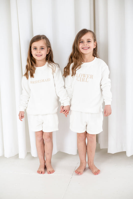 Personalised Wedding embroidered sweatshirts - Choose from Pageboy, Bridesmaid, Flower Girl