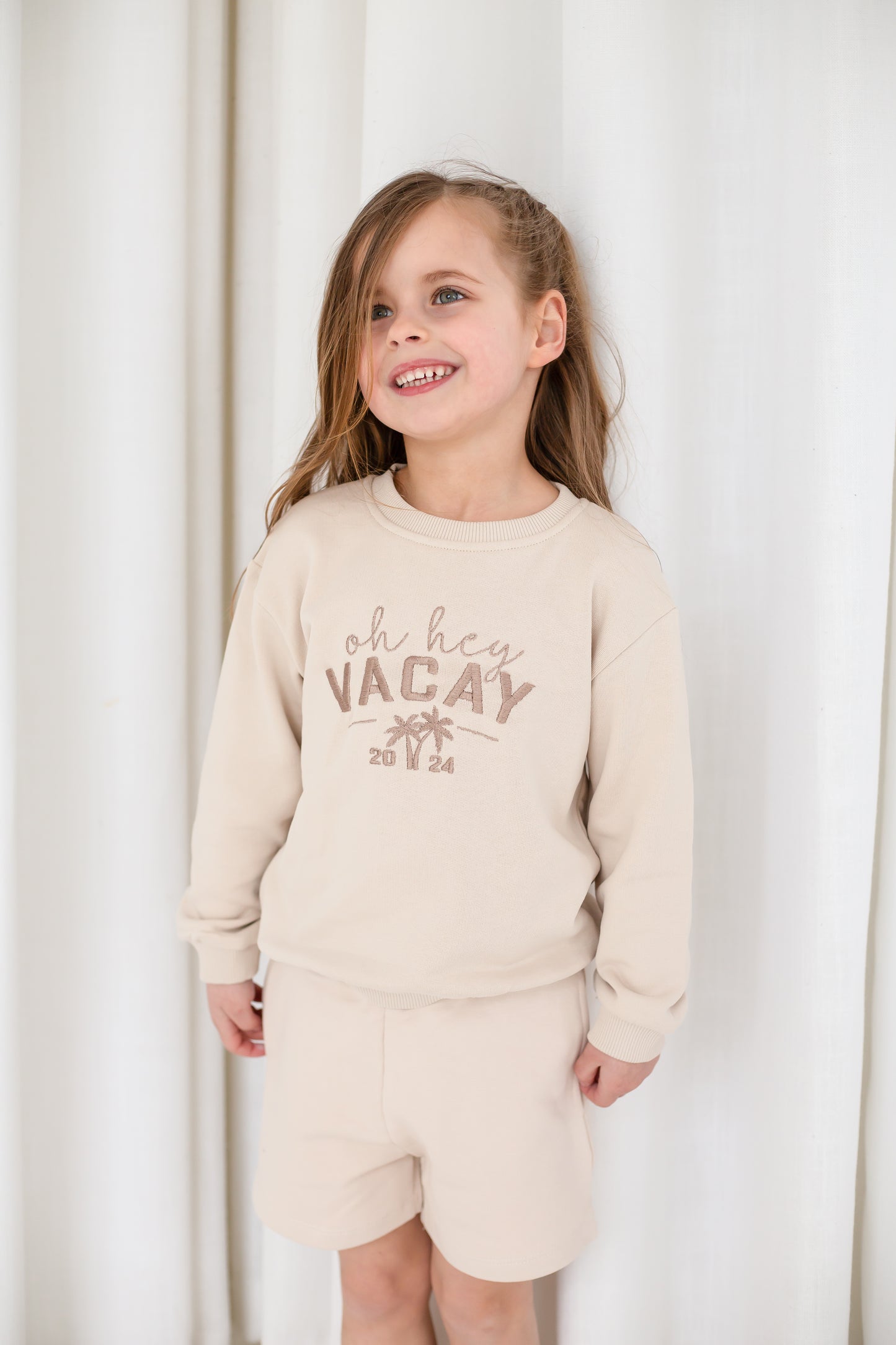 Ladies' 'Oh hey Vacay 25' embroidered holiday mini me sweatshirt