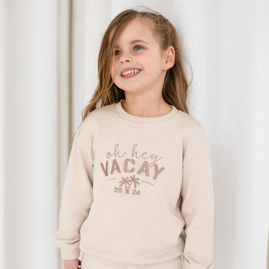Child's 'Oh hey Vacay 24' embroidered mini me holiday sweatshirt