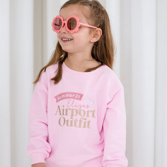 Pink 'Airport Outfit' personalised embroidered sweatshirt