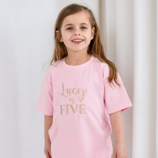 Embroidered personalised birthday embroidered t shirt - available in all ages