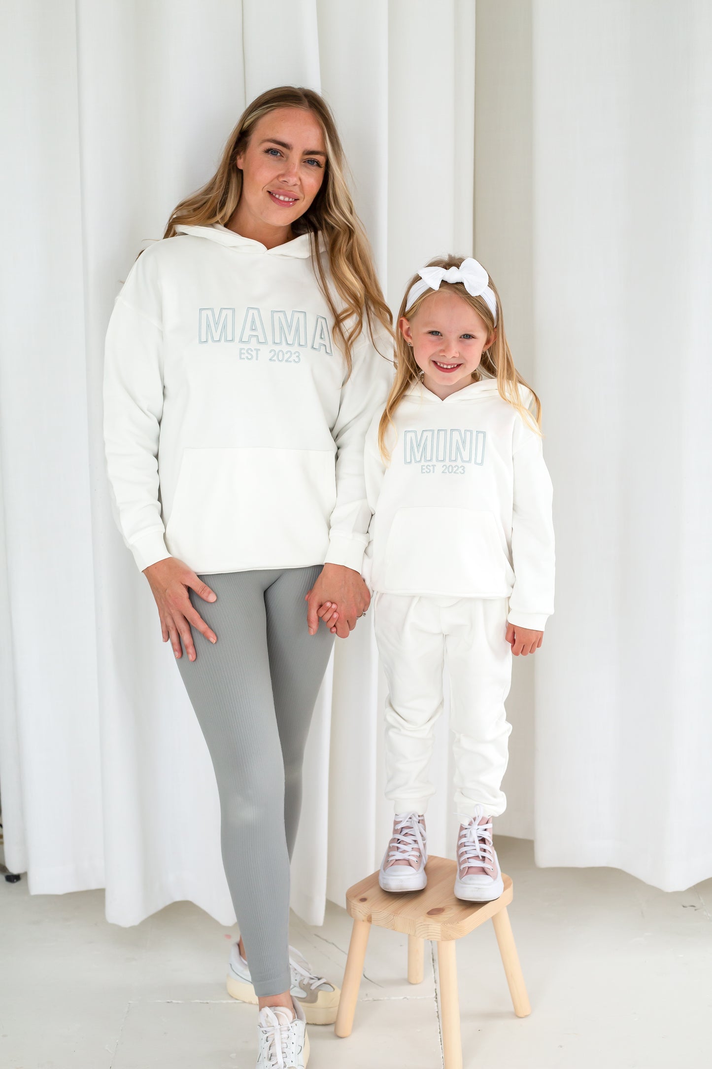 Signature ladies' MAMA outline embroidered matching mini me hoodie