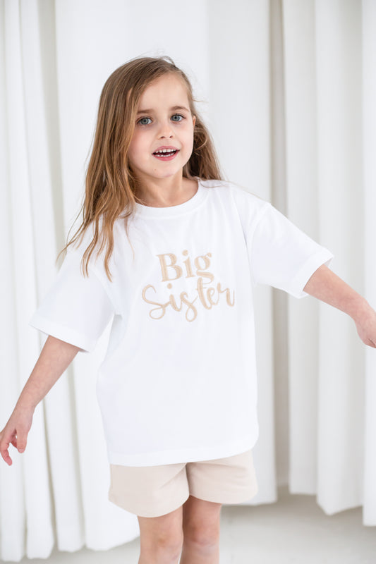 Big/Little Sister embroidered t shirt