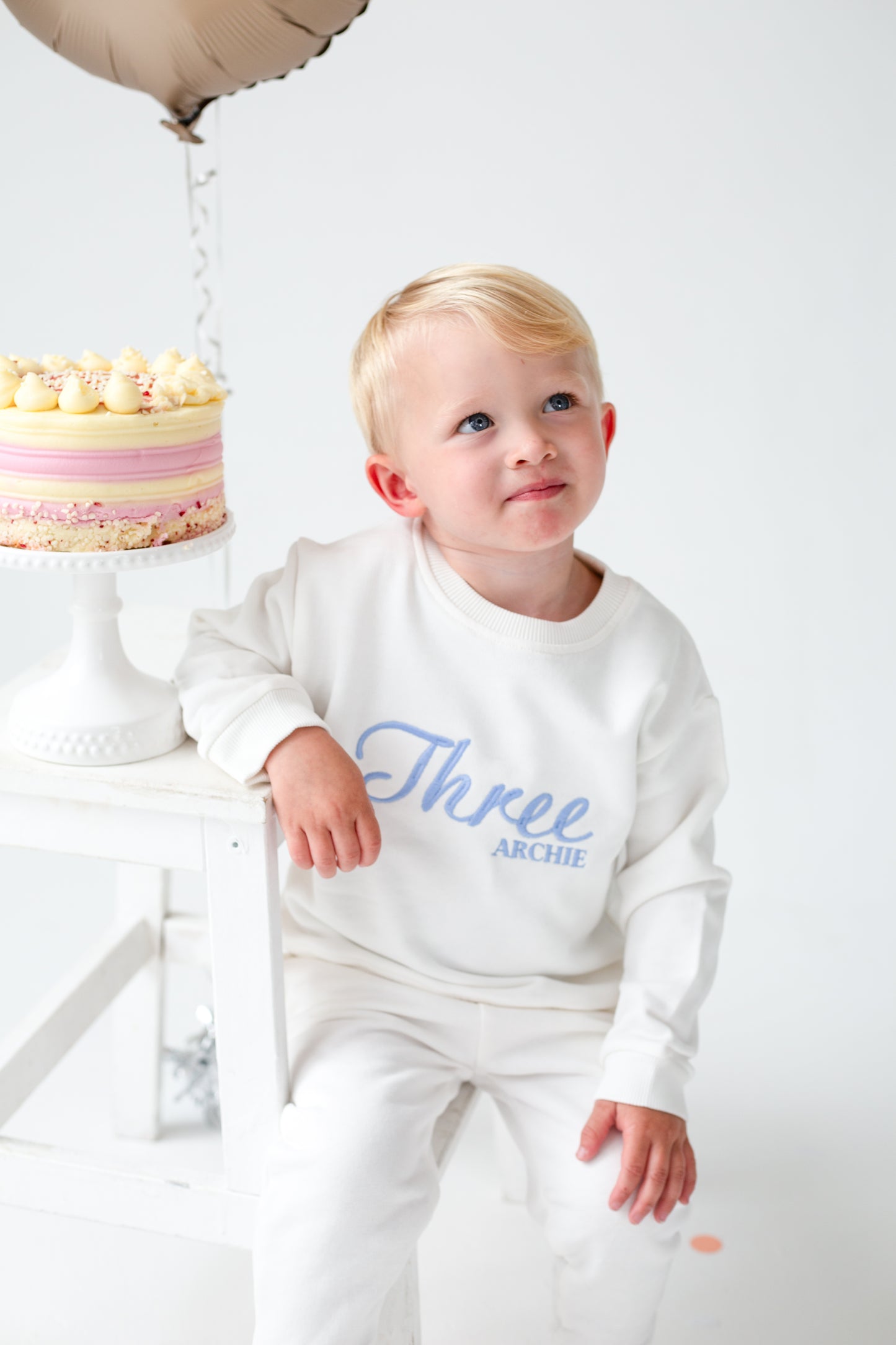 Signature Personalised Big 'Three' birthday embroidered sweatshirt