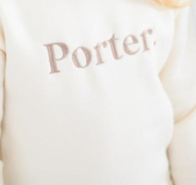 AW Girls personalised bold name embroidered hoodie and jogger tracksuit
